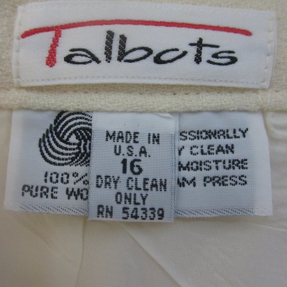 Vtg Talbots Womens S / M Ivory 100% Wool Pleated Midi Skirt Made USA Waist 30" - Picture 3 of 11